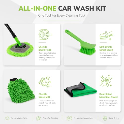 IVYROLL Car Wash Brush Kit, Long Handle, Microfiber Wash Mop, 15° Angled by IVYROLL - Image 2