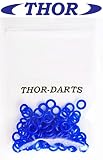 THOR-DARTS Gumowe pierścienie niebieskie w worku/torebce, niezawodnie zapobiegają odczepieniu trzonka (aluminiowego) lub przykręconej końcówki od beczki, pasują do wszystkich gwintów 2BA
