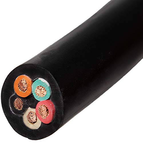8/5 Bulk Cable 100 Foot - SOOW Jacket, 30 Amps, 5 Wire, 600v - Water and Oil Resistant