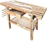 Olympia Tools 48-Inch Acacia bois dur avec tiroir - 330lbs Poids Capacité Table de travail en bois portable pour garage, atelier, entreposage à domicile - Ouvrages en bois