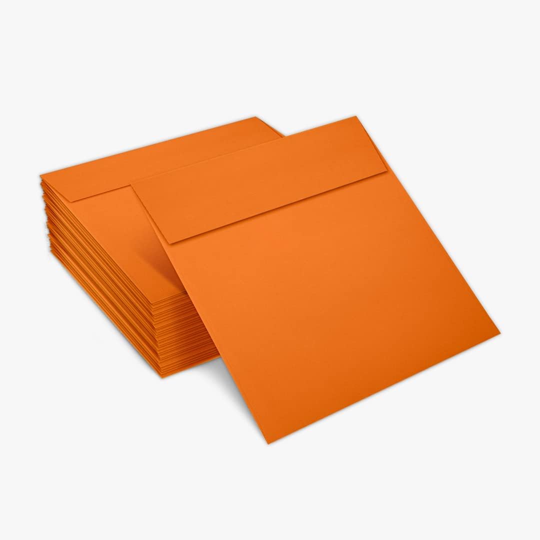 LUXPaper Square Invitation Envelopes | Peel & Press | 6 1/2" x 6 1/2" | Mandarin Orange | 80lb. Text | 250 Qty