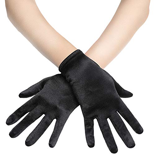 BABEYOND Short Satin Gloves for Women - Silk Opera Wedding Bridal Gloves Tea Party Banquet Costume 1920s Flapper Accessories