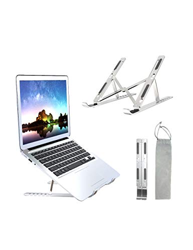 HELO Laptop Stand, Fully Foldable Universal Laptop Holder ,Multi-Angle Aluminum Alloy Laptop Riser, Compatible with MacBook, Pad, Kindle, E-Reader, iPhone (Up to 14 inch)