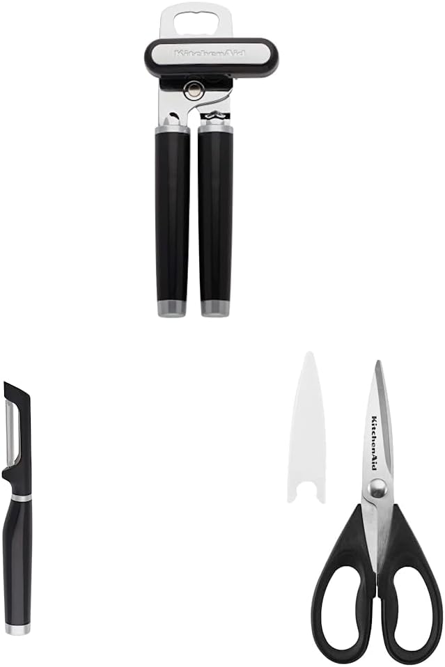 KitchenAid Classic Multifunction Can Opener/Bottle Opener, 8.34-Inch, Black & KitchenAid - KE112OHOBA KitchenAid Classic Euro Peeler & KitchenAid All Purpose Shears with Protective Sheath, Black