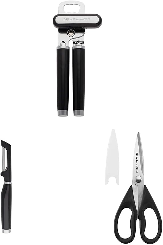KitchenAid Classic Multifunction Can Opener/Bottle Opener, 8.34-Inch, Black & KitchenAid - KE112OHOBA KitchenAid Classic Euro Peeler & KitchenAid All Purpose Shears with Protective Sheath, Black