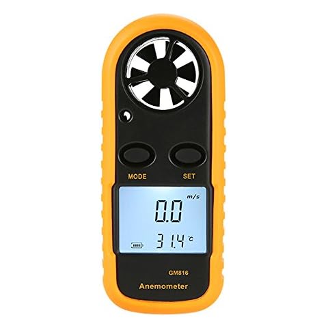 PiscatorZone Pocket Anemometer Handheld Mini Wind Speed Temperature Gauge with Digital LCD Display for Windsurfing Kite Flying Sailing Surfing Fishing Cover