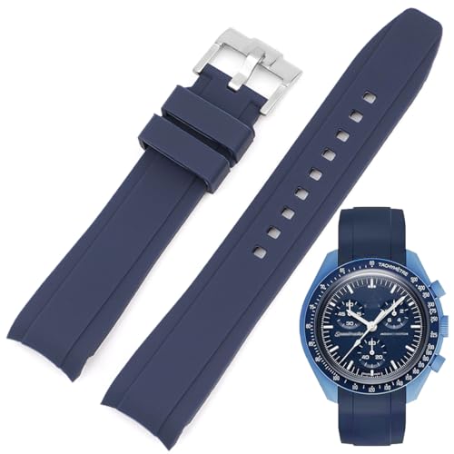 Image of Bands for MoonSwatch Watch,Curved end No Gap,Premium Silicone Rubber Watch Strap for Omega X Swatch Moonswatch Speedmaster /Rolex /SEIKO 20mm 22mm Watch Strap Replacement Band for Men Women