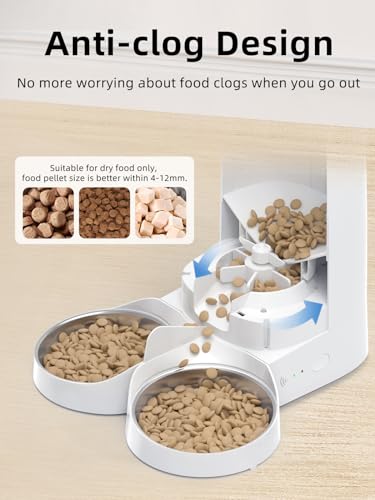 ROJECO Automatic Cat Feeders for 2 Cats, 4L Cat Food Dispenser with APP Control, Double Stainless Steel Bowls, Dual Power Supply and Low Food Alarms, 2.4GHz Wi-Fi Enabled Pet Feeder for Cats and Dogs ROJECO Automatic Cat Feeders for 2 Cats, 4L Cat Food Dispenser with APP Control, Double Stainless Steel Bowls, Dual Power Supply and Low Food Alarms, 2.4GHz Wi-Fi Enabled Pet Feeder for Cats and Dogs