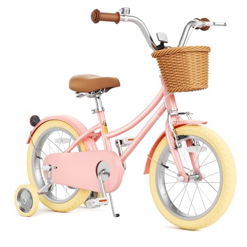 Image of 67i Girls Bike with Training Wheels 12 /14 /16 /20 Inch, Toddler Girl Bicycle for Ages 3-12, Bicicleta para Ninas with Basket, Bell, Adjustable Seat & Handlebar, Padded Seat, Chain Guard