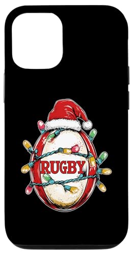 Hülle für iPhone 12/12 Pro Weihnachtsmütze mit Rugbyballspieler-Team-Motiv