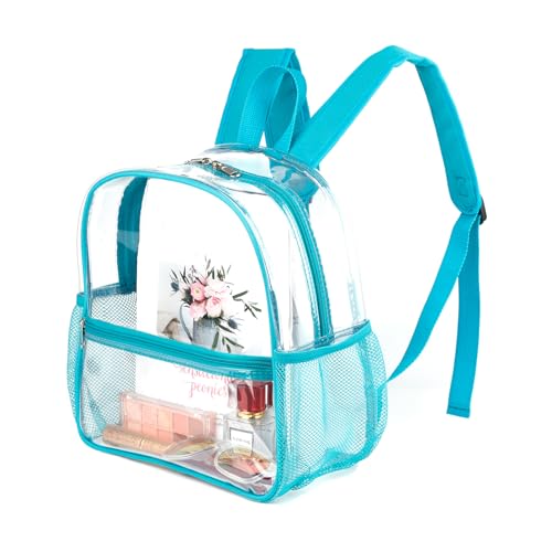 Image of Fomaris Clear Backpack Stadium Approved 12x6x12 - Clear Bag with Reinforced Straps, Durable PVC for Stadium Events, Sports, Festivals, Concerts, Games, Women & Men - Turquoise /Teal