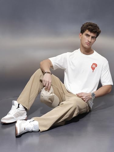 Image of WROGN Men's 100% Cotton T-Shirt | Statement Back Graphic Print | Oversized Fit