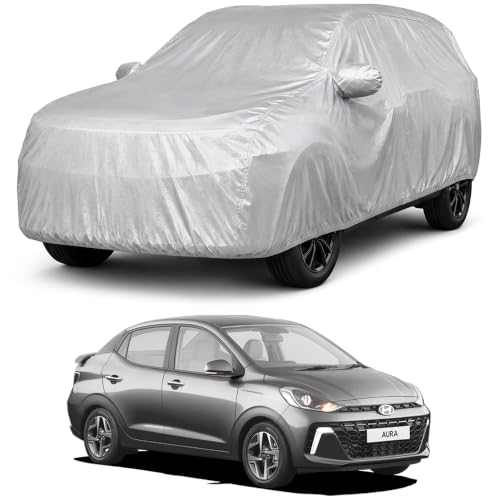Image of Autofact Car Body Cover Compatible with Aura | Custom Fit Car Cover | 100% Water-Resistant| Triple-Stitched Lightweight Fabric | Dustproof | Indoor & Outdoor Use | Elastic Bottom