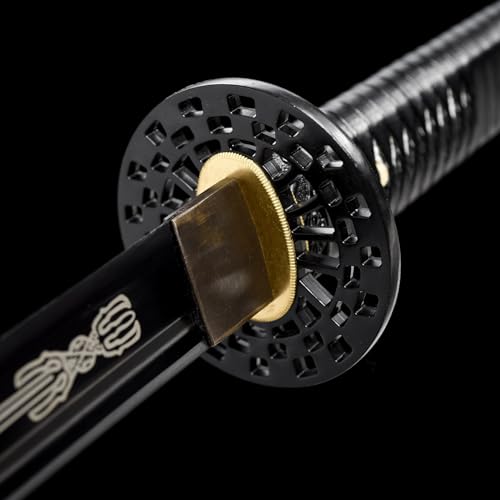 SANJISTU Samurai Sword | Traditional Hand-Forged Katana Swords Authentic Japanese Anime Samurai | High Carbon Steel Katanas Collection Sharp Full Tang (Black Dragon) by SANJISTU - Used condition - Image 4