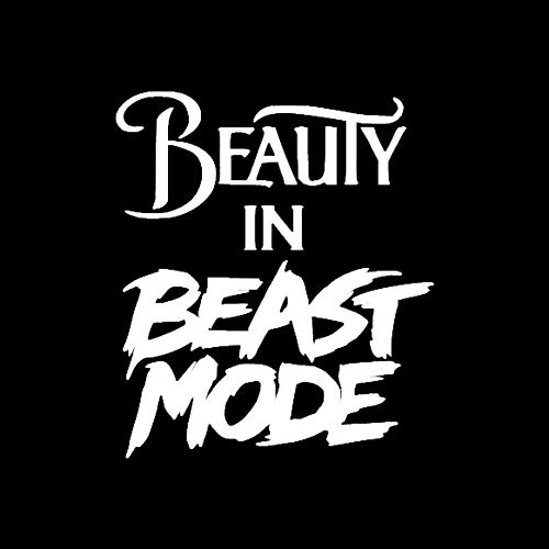 Autocollant en vinyle blanc premium Beauty in Beast Mode pour carrosserie et pc NOK959