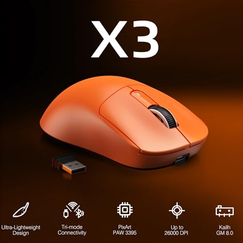 ATTACK SHARK Mouse para jogos X3 leve sem fio com três modos 2.4G/USB-C com fio/Bluetooth, até 26K D