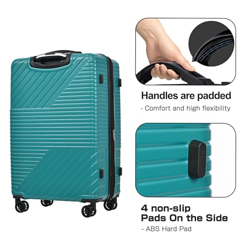 3-Piece Lightweight Hardshell Luggage Set with Double Spinner Wheels - Expandable Green Travel Suitcase Set4
