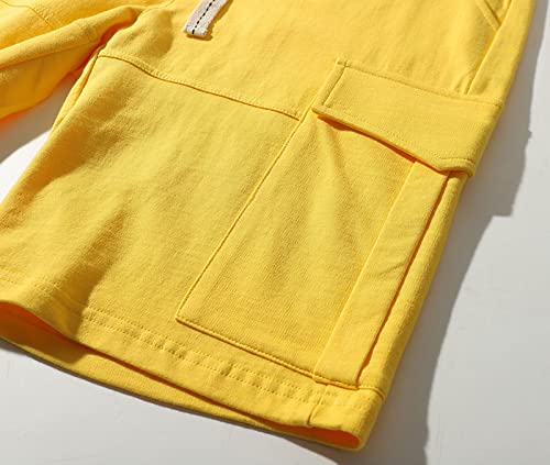 How'on Women Cargo Shorts Casual Comfy Bermuda Multi Pocket Shorts Yellow S #TOP5