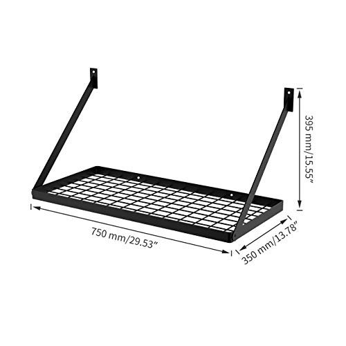 Hoooh Square Grid Wall Mount Pot Rack Storage Shelf With 10 Hooks, Kitchen Cookware Hanging Organizer, Black, Kpr300A-Bk #TOP6