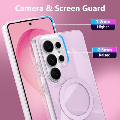 Image of Magnetic Case for Samsung Galaxy S26 Ultra [Compatible with Magsafe] [Anti-Yellowing] [1 Screen Protector] Shockproof Slim Iridescent Sparkly Case for Galaxy S26 Ultra 6.9 inch, Pink