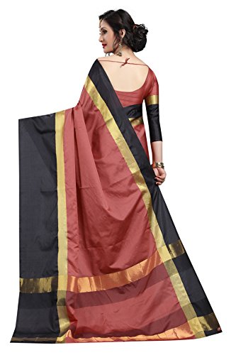 Image of PerfectBlue Women's with Blouse Piece Saree (VisvaVariation Lightgreenbrown Free Size)