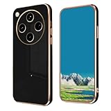 Hlgcokro Compatible with Oppo Find X8 Pro Case Cute for Women Girls Men, Luxury Plating for Oppo Find X8 Pro Phone Case Slim Shockproof Silicone Bumper Phone Cover (Black)