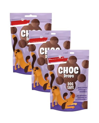 Dog Treats Bundle Choc Drops Safe Chocolate Training Buttons 200g Each Pack of 3 with Thank You Card