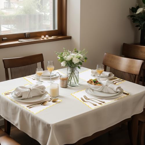FoldTier 150 Pcs Disposable Paper Placemats Bulk 10"x14" Rectangle Place Mats with Scalloped Edges Dining Table Mat for Wedding Birthday Party Table Decoration(White) by FoldTier - Used condition - Image 5