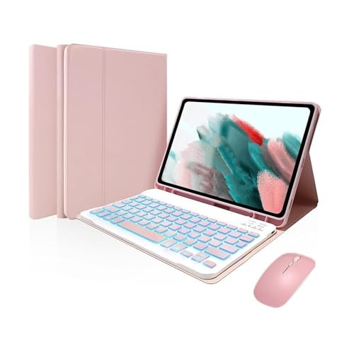 Teclado rosa retroiluminado y ratón inalámbrico para iPad 10ª generación de 10.9 pulgadas