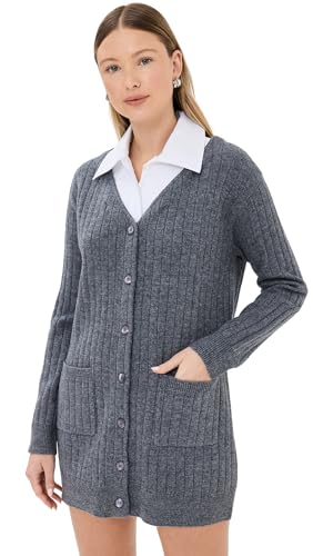 STAUD Women's Wallis Dress, Charcoal/White, XL