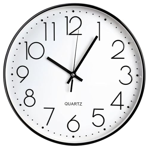 FB FunkyBuys Wall Clock - 10'' Silent Non-Ticking Modern Clock - Battery Operated Wall Clocks for Living Room, Bedroom, Kitchen & Office