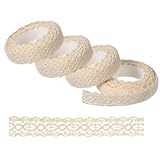 4 Rollen Selbstklebende Spitze Weiß – Vintage Deko Spitzenband für Hochzeit, Geschenkverpackung, Scrapbooking, Kartenbasteln, DIY Projekte & Dekoration