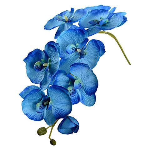 Acamifashion 1 Pc Artificial Flowers Branch Butterfly Orchid Crafts Shop Outdoor Space Yard Garden DIY Wedding Desktop Decor Blue Cover