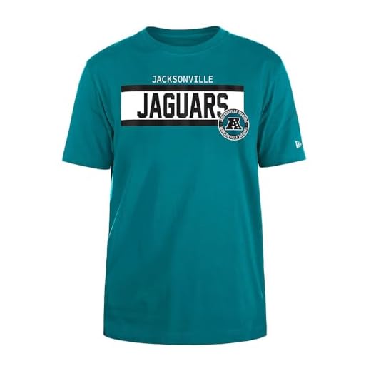 Jacksonville Jaguars New Era Cap NFL - Camiseta Regular de Tinta de Alta Densidad Serigrafiada Frontal con gráfico Frontal, Color Original del Equipo, Unisex, Turquesa