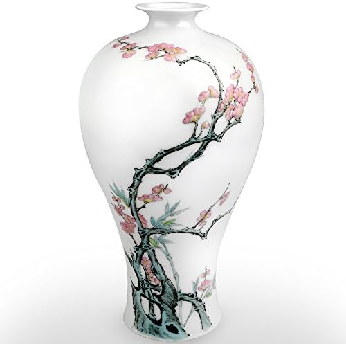 XUZOU Traditional Chinese Ceramic Decorative Jar Vase,Jingdezhen Oriental Handcrafted Porcelain Decro