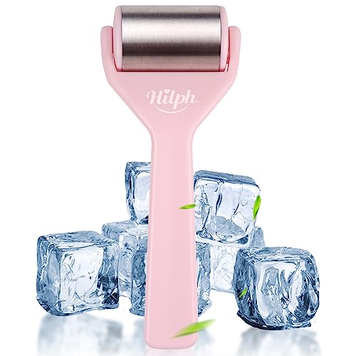 Hilph Ice Roller for Face Metal, Stainless Steel Ice Face Roller for Skin Care, Cold Facial Massager Roller for Puffiness, Eye Bags (Pink)