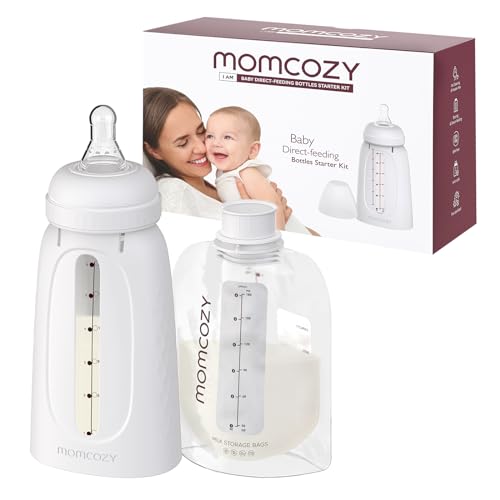 Image of Momcozy Disposable Baby Bottle Kit, Wash-Free, Leakproof and Transfer-Free Breastmilk Storage Bags for Freezing, Heating and Direct Feeding, New Mom Gift, 6 Ounce