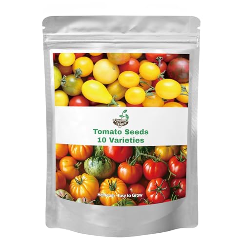 1,500+ Tomato Seeds, Heirloom Vegetable Seed for Planting Indoor Outdoor, 10 Varieties Salad Tomato Seeds Garden Hydroponic Kit, Non-GMO Home Hydroponic Fresh Food Veggie Supply