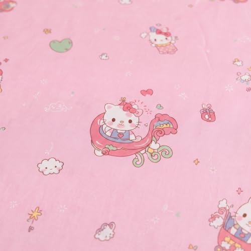 Image of Filymore Kids Single Bedsheet with 1 Pillow Cover | Cartoon Kitty Printed Bed Sheet for Single Bed | 240 TC Soft Microfiber Bedding Set | 90 x 60 Inch Bedspread | Pink & White