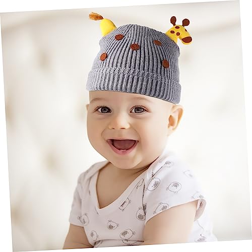 LIFKOME 1Pc Unisex Winter Warm Beanie Woolen Yarn Hat for Boys and Fashion Windproof Knitted Cap for Outdoor Use Cold Weather Adorable Giraffe Design Grey3