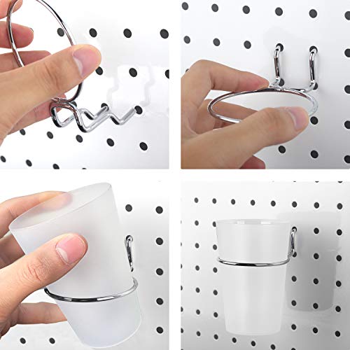 image for Kuhome 6 Set Pegboard Hooks with Cups, Ring Style Bins with Rings, Peg
