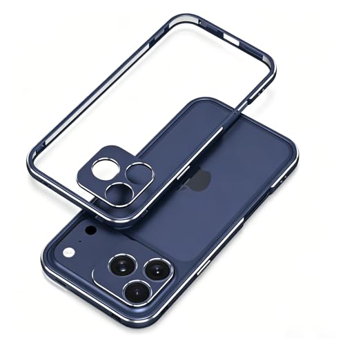 Coque antichoc iPhone 17 Pro Max en métal bleu ultra résistante aux chutes