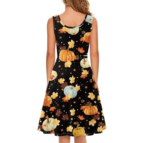 Image of TOADDITDO Women's Sleeveless O Neck Beach A-Line Party Coctail Tank Dresses Flared Sundress