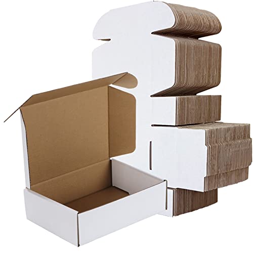 Image of RLAVBL 7x5x2 Shipping Boxes Set of 50, White Small Corrugated Cardboard Box, Mailer Box