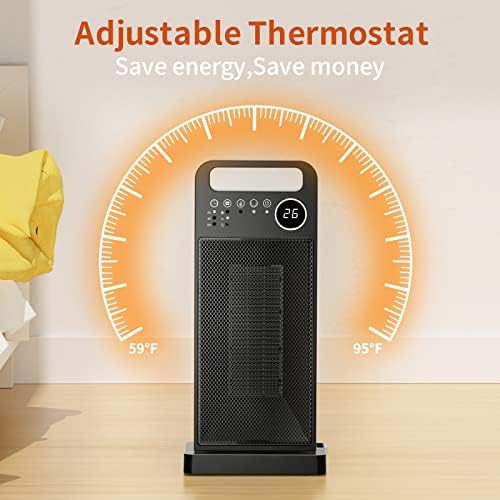 LVARA Space Heater 2000W Fast Heating Ceramic Electric Fan Heater with Remote,Adjustable Thermostat,Overheating & Tip-Over Protection,3 Modes,12H Timer,70°Oscillating Portable Heater for Office Home