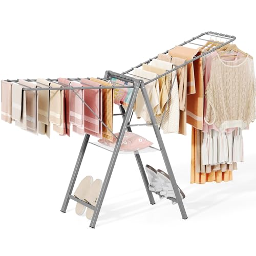 APEXCHASER Clothes Drying Rack Foldable, Metal Laundry Drying Rack Collapsible,