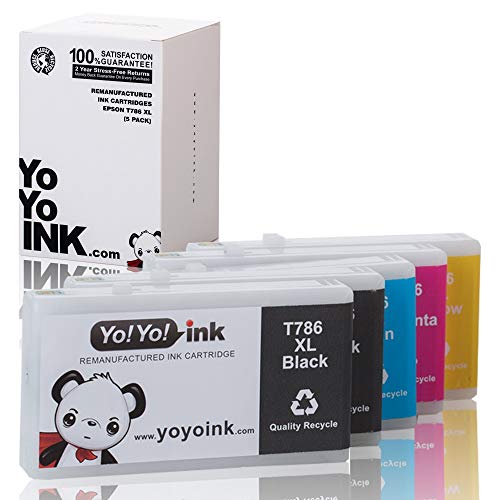 Yoyoink Remanufactured Ink Cartridges Replacement For Epson T786Xl 786 Xl (2 Black, 1 Cyan, 1 Magenta, 1 Yellow, 5-Pack) #TOP9
