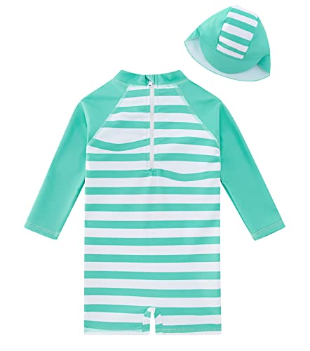 ADUKIDE Baby Boys Rashguard Swimsuit Crab One Piece Bathing Suit 12-18 Months Infant Long Sleeve Zip Swimming Suit with Hat UPF 50+ - Thumbnail 4