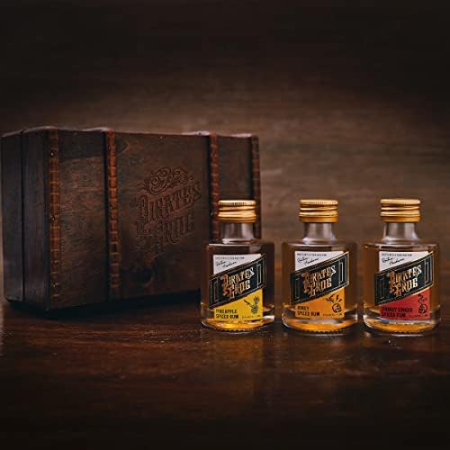 Spiced Miniatures Gift Set of 3 Rums by Pirate's Grog | Premium Blend | Alcohol Content: Pineapple - 37.5%, Honey - 37.5%, Smokey Ginger - 37.5% | 3 x 50ml Bottles