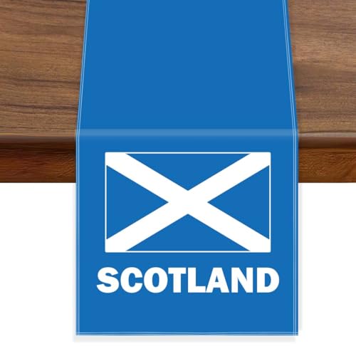 Scotland Velvet Table Runner,Scottish Flag Table Cloth Decoration,Soft Texture Tablecloth for Home Party Decor 12×72inch